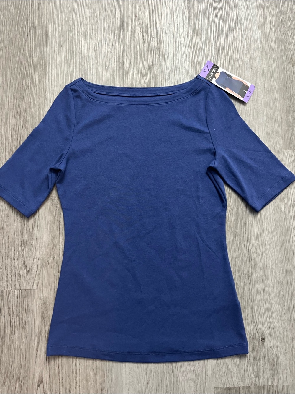 🔥320–NWT Tracy Navy Boatneck Short Sleeve Top